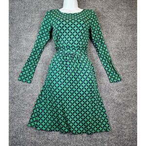 Boden Women Ecovero Geo Print Retro Mod Preppy Stretch Midi Dress US 4R